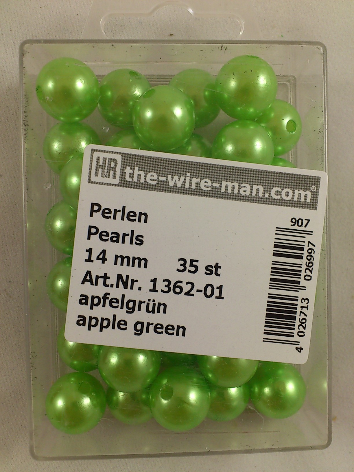 Pearls apple green 14 mm. 35 p.